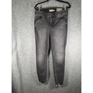 Torrid JEans Women 14 Tall Bombshell Skinny High Rise Black Wash Distressed Hem